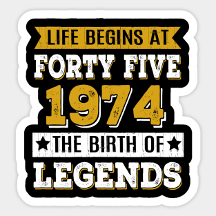 Life Begins At 45 1974 Sticker